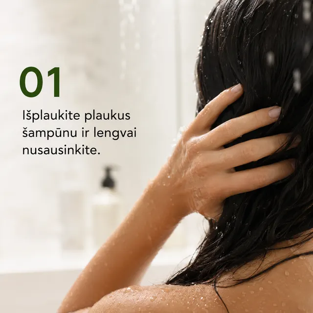 1 žingsnis: išplaukite plaukus